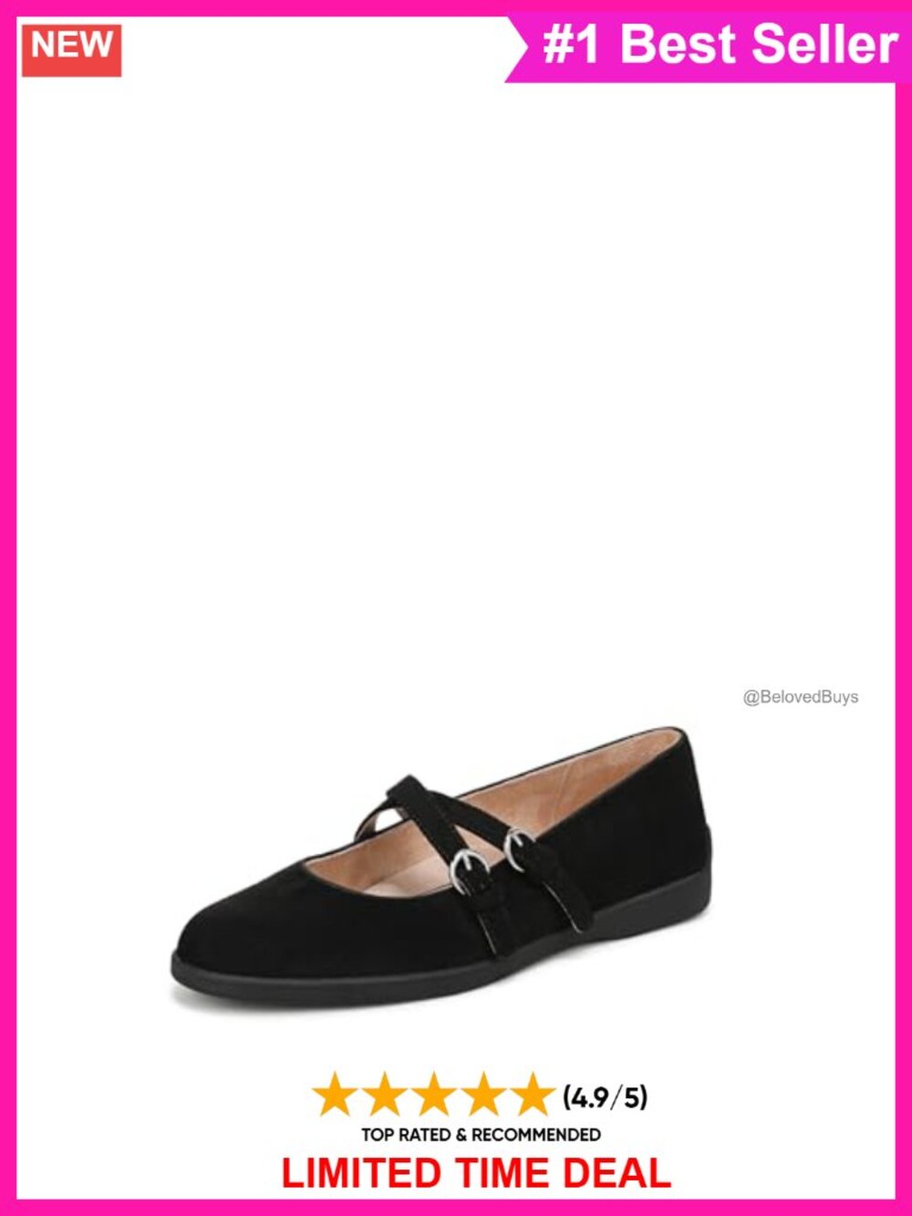 Mary Jane Flats with Arch Support & Buckle Straps